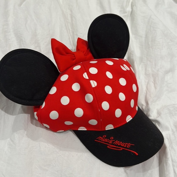 Minnie Mouse Disney Park Polka Dot Cap Red Snapback Hat - Picture 3 of 3